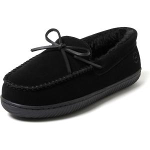 imageDearfoams mens Hudson Genuine Suede Memory Foam Moccasin With Tie SlipperBlack 2