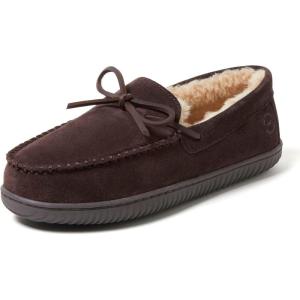 imageDearfoams mens Hudson Genuine Suede Memory Foam Moccasin With Tie SlipperCoffee 2