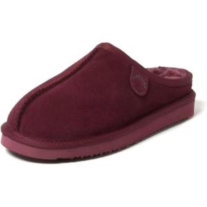 imageFireside by Dearfoams Womens Greta Genuine Shearling Clog Slippers 100 Natural Suede Clogs for Outdoor ampamp IndoorFig Purple