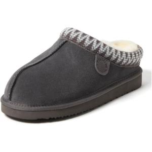 imageFireside by Dearfoams Womens Greta Genuine Shearling Clog Slippers 100 Natural Suede Clogs for Outdoor ampamp IndoorGrey Taping