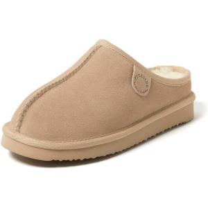 imageFireside by Dearfoams Womens Greta Genuine Shearling Clog Slippers 100 Natural Suede Clogs for Outdoor ampamp IndoorSand