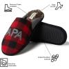 imageDearfoams mens Gifts for Dad Funny Fathers Day Papa Bear SlipperFurry Plaid