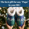 imageDearfoams mens Gifts for Dad Funny Fathers Day Papa Bear SlipperGreen Plaid