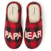 imageDearfoams mens Gifts for Dad Funny Fathers Day Papa Bear SlipperBuffalo Plaid
