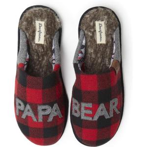 imageDearfoams mens Gifts for Dad Funny Fathers Day Papa Bear SlipperFurry Plaid