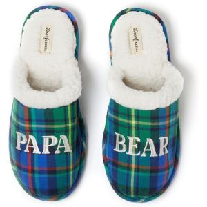 imageDearfoams mens Gifts for Dad Funny Fathers Day Papa Bear SlipperGreen Plaid
