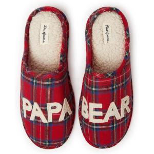 imageDearfoams mens Gifts for Dad Funny Fathers Day Papa Bear SlipperTartan Plaid