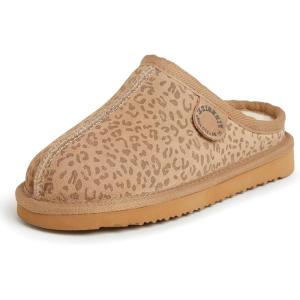 imageFireside by Dearfoams unisexchild Dempsey Genuine Shearling IndoorOutdoor ClogLeopard