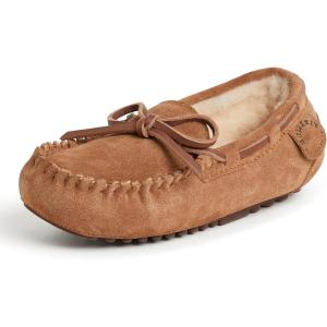 imageFireside by Dearfoams unisexchild Parker Genuine Shearling Indoor and Outdoor MoccasinChestnut