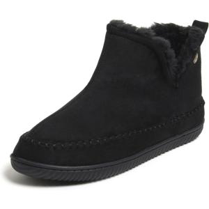 imageDearfoams Mens Memory Foam Indoor House Slippers Brixen Ankle Boot House Shoes  Gifts for MenBlack