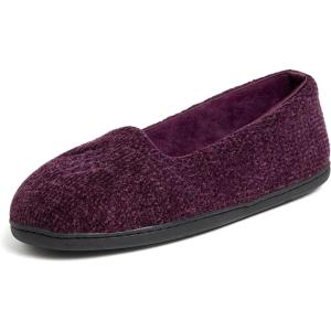 imageDearfoams Womens Rebecca Soft Memory Foam Lightweight House Shoes Cozy Loafer with Warm Lining and Wide Widths SlipperAubergine Chenille