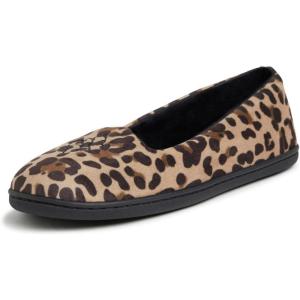 imageDearfoams Womens Rebecca Soft Memory Foam Lightweight House Shoes Cozy Loafer with Warm Lining and Wide Widths SlipperLeopard Velour