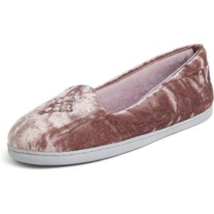 imageDearfoams Womens Rebecca Soft Memory Foam Lightweight House Shoes Cozy Loafer with Warm Lining and Wide Widths SlipperPlum Crushed Velvet