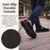 image:imageDearfoams mens Keaton Memory Foam Moccasin Slippers With Indoor and Outdoor Sole and Wide WidthsBlack Twill