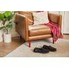 image:imageDearfoams mens Keaton Memory Foam Moccasin Slippers With Indoor and Outdoor Sole and Wide WidthsBlack Twill
