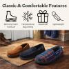 image:imageDearfoams mens Keaton Memory Foam Moccasin Slippers With Indoor and Outdoor Sole and Wide WidthsBlue Plaid