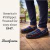 image:imageDearfoams mens Keaton Memory Foam Moccasin Slippers With Indoor and Outdoor Sole and Wide WidthsBlue Plaid
