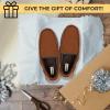 image:imageDearfoams mens Keaton Memory Foam Moccasin Slippers With Indoor and Outdoor Sole and Wide WidthsCoffee Twill