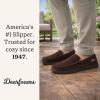 image:imageDearfoams mens Keaton Memory Foam Moccasin Slippers With Indoor and Outdoor Sole and Wide WidthsCoffee Twill