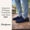 image:imageDearfoams mens Keaton Memory Foam Moccasin Slippers With Indoor and Outdoor Sole and Wide WidthsNavy Twill