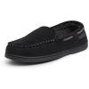 image:imageDearfoams mens Keaton Memory Foam Moccasin Slippers With Indoor and Outdoor Sole and Wide WidthsBlack Microsuede