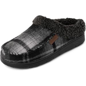 image:imageDearfoams Mens Brendan IndoorOutdoor Breathable Memory Foam Clog House Shoe with Wide Widths SlipperGrey Plaid