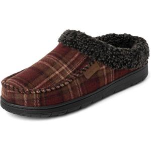image:imageDearfoams Mens Brendan IndoorOutdoor Breathable Memory Foam Clog House Shoe with Wide Widths SlipperRed Plaid