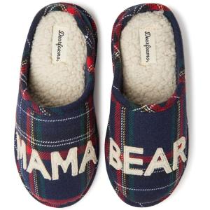image:imageDearfoams Womens Mama Bear Matching Family Gifts for Mom ClogBlue Tartan Plaid