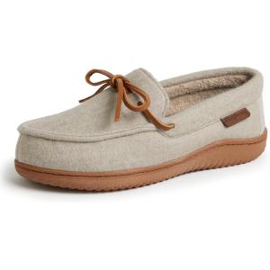 image:imageDearfoams Womens Wilmington Memory Foam Moccasin SlippersOatmeal Heather Wool