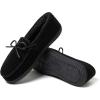 image:imageDearfoams Mens Hudson Genuine Suede Memory Foam Moccasin With Tie SlipperBlack 2