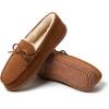 image:imageDearfoams Mens Hudson Genuine Suede Memory Foam Moccasin With Tie SlipperChestnut 2