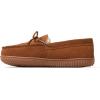 image:imageDearfoams Mens Hudson Genuine Suede Memory Foam Moccasin With Tie SlipperChestnut 2