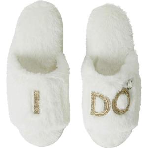 image:imageDearfoams Womens Giftable I Do amp I Do Crew Bride Slippers for Weddings and Bachelorette PartyBride I Do