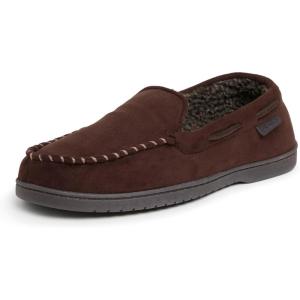 image:imageDearfoams Mens Keaton Memory Foam Indoor Outdoor Moccasin With Wide Widths SlipperCoffee Microsuede