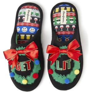 image:imageDearfoams Womens Ugly Sweater Closed Toe Scuff SlipperGet Lit