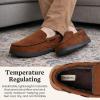 image:imageDearfoams Mens Keaton Memory Foam Moccasin Slippers With Indoor and Outdoor Sole and Wide WidthsChestnut Microsuede