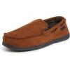 image:imageDearfoams Mens Keaton Memory Foam Moccasin Slippers With Indoor and Outdoor Sole and Wide WidthsChestnut Microsuede