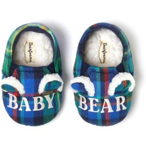 image:imageDearfoams Baby amp Kids Bear Matching Family Slipper Christmas GiftsGreen Plaid Baby Bear