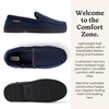 image:imageDearfoams Mens Keaton Moccasin House Shoes With Memory Foam Indoor Slippers With Wide WidthsNavy Twill