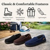 image:imageDearfoams Mens Keaton Moccasin House Shoes With Memory Foam Indoor Slippers With Wide WidthsNavy Twill