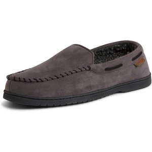 image:imageDearfoams Mens Keaton Moccasin House Shoes With Memory Foam Indoor Slippers With Wide WidthsPavement Microsuede