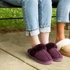 image:imageDearfoams womens Fireside Sydney Shearling IndoorOutdoor Water Resistant Scuff Slipper Wide Widths Slipper Aubergine 10 US