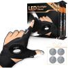 imageHANPURE LED Flashlight Gloves Stocking Stuffers for Adults Men Christmas Birthday Gift Idea for Dad Husband Him Boyfriend 2 Packwith Replaceable Batteries2 Pairswith replaceable cell batteries