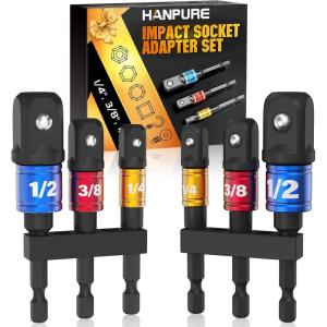 imageImpact Socket Adapter Set for Drill  Tools for Men Gadgets 14quot 38quot 12quot Impact Grade Driver Bit Set Extension Bit with Holder Ratchet Wrench Nut Hex Drive Adapter Hand Power Accessories Cool Stuff