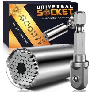 imageStocking Stuffers for Adults Men Super Universal Socket Tools Gifts for Men Grip Set with Power Drill Adapter Cool Stuff Gadgets Present Ideas Gifts for Dad Husband Him Mens Gifts Christmas for WomenAUniversal SocketSilver