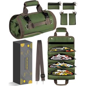 imageTool Bag Roll Up Organizer Gifts for Dad Christmas Birthday Present Stocking Stuffers Fathers Day Idea Mechanic Electrician Gifts for Men Plumber Handyman Gardening Motorcycle Car Truck AccessoriesGreenunisex with no patch
