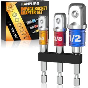 imageStocking Stuffers for Men Impact Drill Socket Adapter Set 14 38 12 Hex Nut Driver Bit Set Power Hand Tools Cool Stuff Unique Gifts Ideas Gadgets for Mens Dad Him Husband On Birthday Christmas