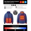 imageMens Heated Jacket With 12V Battery PackInsulated Lightweight Hooded HandHeating Electric Heated Puffer JacketBlue