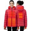 imageWomens Heated Puffer Jacket With 12V Battery PackInsulated WaterResistant Hooded HandHeating Electric Heated JacketRed
