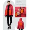 imageWomens Heated Puffer Jacket With 12V Battery PackInsulated WaterResistant Hooded HandHeating Electric Heated JacketRed